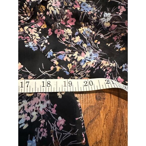 CeCe Women's Floral Print Ruffle Sleeve Blouse Black Size Small NWT Elegant Chic - Picture 9 of 10